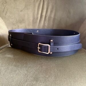 Eloquii Wide Waist Grommet Detail Belt- Black Vegan Leather (18/20)